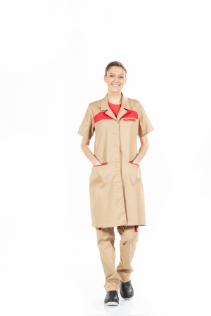 WOMEN’S SHORT-SLEEVE WORK SMOCK WITH BUTTON CLOSURE