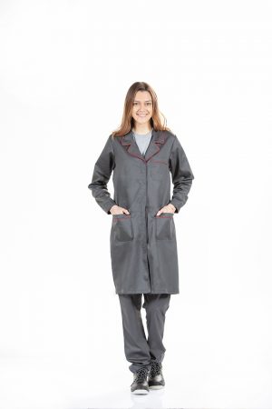 LONG-SLEEVE LADIES WORK SMOCK AND BUTTON CLOSURE