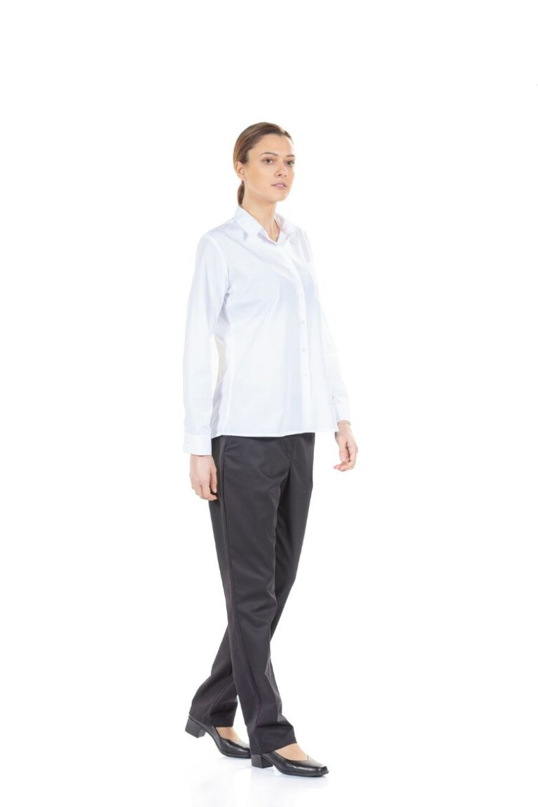Camisa de trabalho de senhora da cor branca para ser usada como Uniforme de trabalho fabricada pela Unifardas