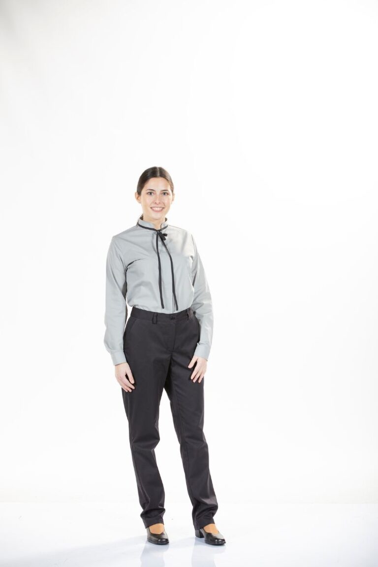 Senhora Vestida com camisa para Uniforme de Trabalho de cor cinzenta