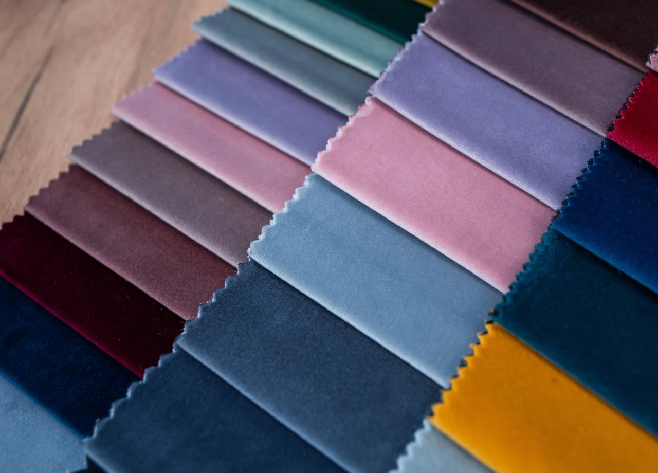 conjunto de tecidos de diferentes cores